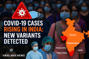 भारत में कोरोना केस बढ़ने का ग्राफिक, नए वेरिएंट्स डिटेक्टेड।
