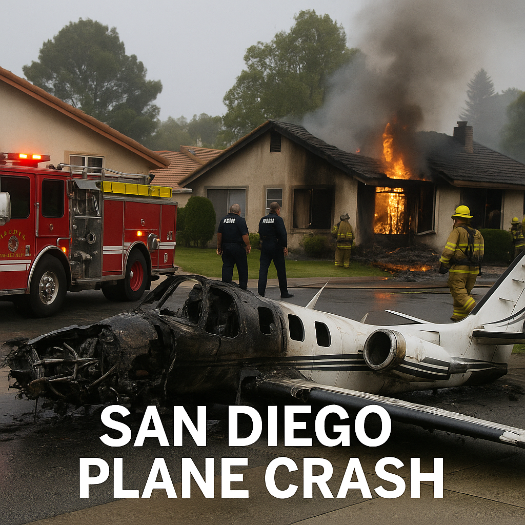 San Diego Plane Crash: Cessna 550 Crashes into Tierrasanta Neighborhood, Igniting Fires and Causing Multiple Fatalities 1 San Diego plane crash site in Tierrasanta neighborhood